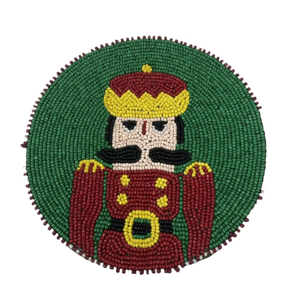 Robert Stanley 8" Christmas Nutcracker Toy Soldier Beaded Trivet Hot Pad NEW
